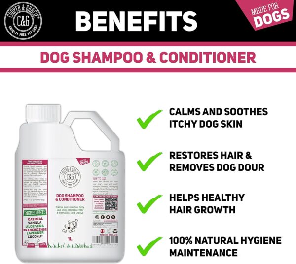 Dog Shampoo & Conditioner 1L | Anti-Bacterial Anti-Fungal | Calms & Soothes Itchy Dog Skin | Restores Hairs | Remove Bad Odour - Image 2