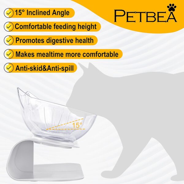 Cat Bowls with Stand Tilted 15° - Raised Cat food bowl with scoop, Anti over-turned and Anti spill Tilted Cat Bowl, Feeding and Water Supplies for Cat - Image 4