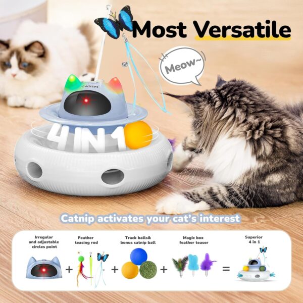 CATISM 4 in 1 Interactive Cat Toys for Indoor Automatic Cat Feather Toys for Cats Kitten Toys Upgrade USB Rechargeable Electronic Smart Pet Cat Toy Gift - Image 5