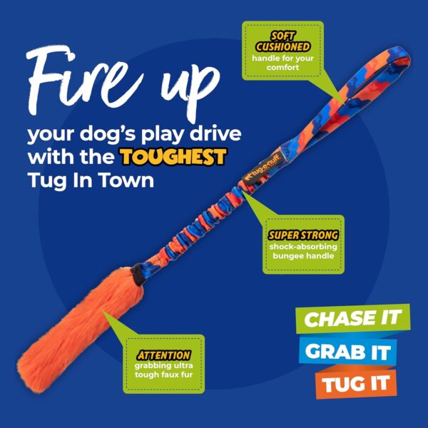 Tug-E-Nuff Bright Fauxtastic Durable Bungee Tug Toy for Dogs | For Interactive Dog Training & Dogs of all Ages | Artificial Fur Bungee Tug Toy | Made of Faux Fur | 3 Colour Patterns | Size 22.5 inches - Image 5