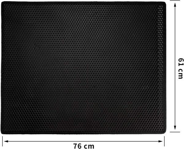 Pieviev Cat Litter Mat Litter Tray Mat of Large Size Double Layer Honeycomb Large Holes Design Waterproof EVA Material Non-BPA, Soft on Paws and Washable (76X61cm Black) - Image 6