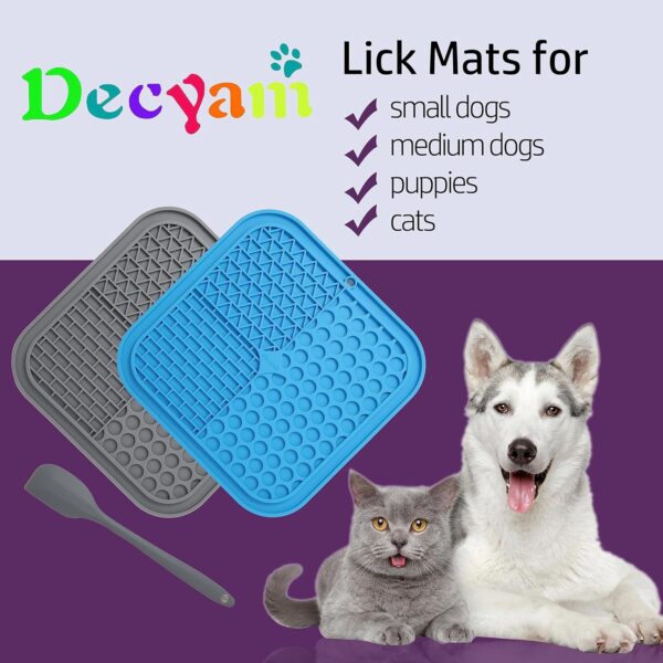 Decyam Licky Mats for Dogs -Dog Slow Feeding Lick Mats for Dogs and Cats, Non-Slip Suction Cup Base Dog Lick Mats Ideal for Pet Grooming and Training (2 Pack+1 Spatula) - Image 2