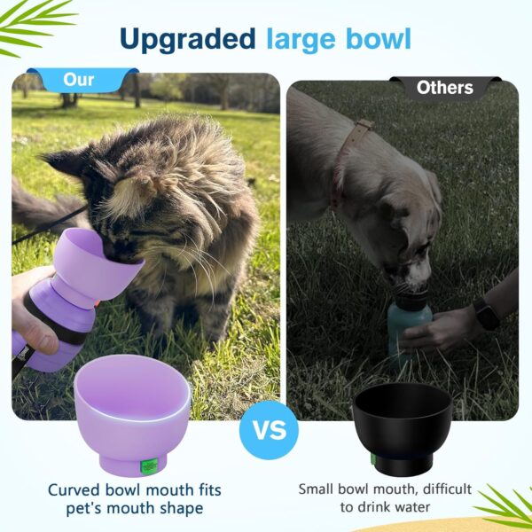 Pecute Dog Water Bottle 350ml, Portable Puppy Drinking Bottles Leak Proof Pet Travel Bottle, Lightweight Water Dispenser Bowl for Outdoor Walks Trips Hikes Travels, Purple - Image 7