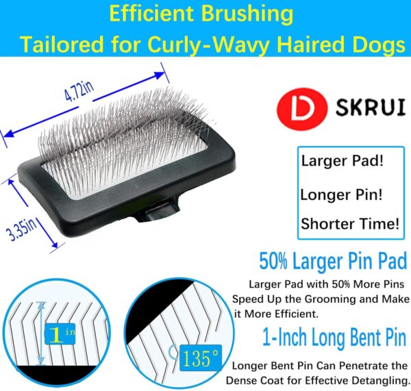 Large Firm Slicker Brush for Dogs Goldendoodles-Pet Slicker Brush With Soft Massage Grooming Stainless Steel Pins, Pet Grooming Wire Brush and Deshedding-25mm(1") - Image 3