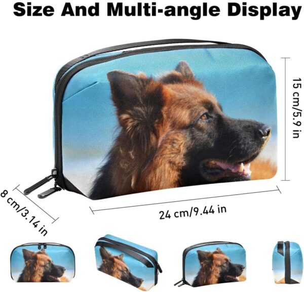 Cosmetic Bag for Women, Adorable Roomy Makeup Bags Travel Water Resistant Toiletry Bag Accessories Organizer, Animal Pet German Shepherd - Image 4