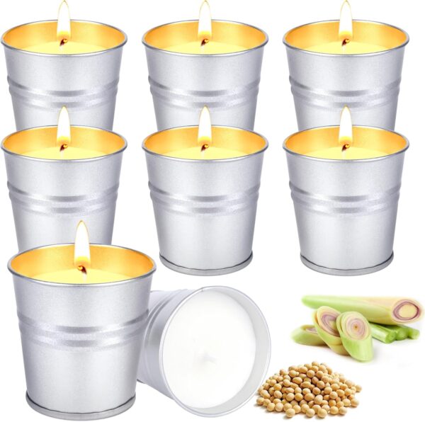 8Pack Citronella Candles Outdoor Set - 120 Hours Burning Garden Candle,2.2oz Scented Soy Wax Jar Candles for Home, Garden, Patio, Yard, Camping, BBQ Summer Essentials