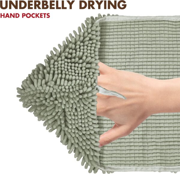 My Doggy Place Dog Towel - Super Absorbent Microfiber Towel with Hand Pockets - Dog Bathing Supplies - Quick Dry Shammy Towel - Washer and Dryer Safe - Sage Green - 30 x 12.5 in - Image 2