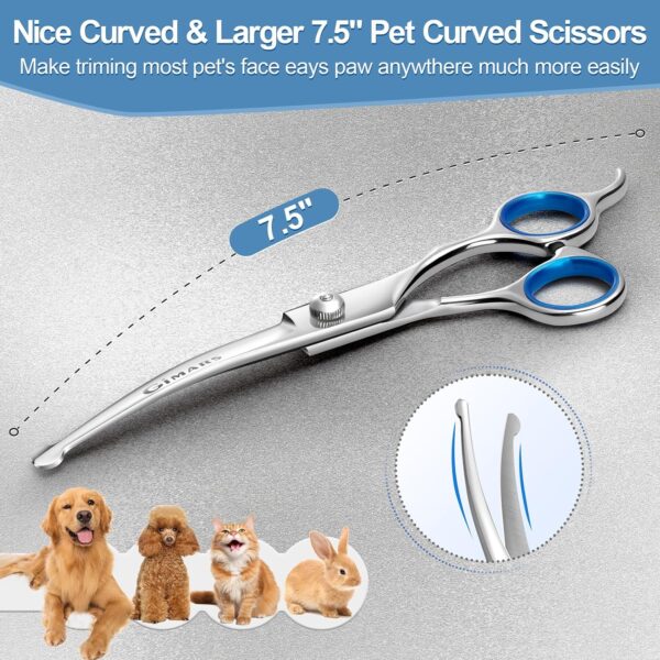 Gimars Professional 6 in 1 Dog Grooming Scissors 4CR Stainless Steel with Safety Round Tip, Heavy Duty Titanium Coated Pet Grooming Scissor for Dogs, Cats and Other Animals - Image 2