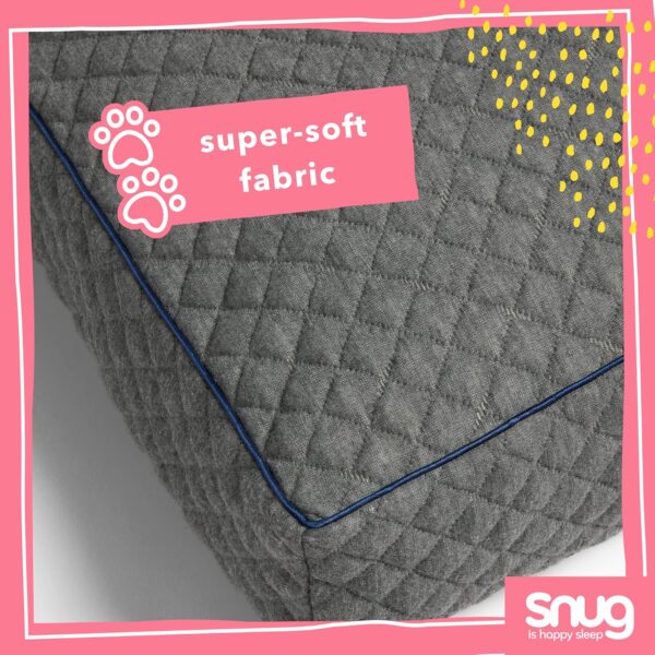 Snug Large Dog Bed - Super Soft and Comfortable Cat Dog Pet Bed Pillow Mattress with Non-Slip Base and Removable Cover - Machine Washable - Large - 90cm x 60 cm x11cm, Grey - Image 4