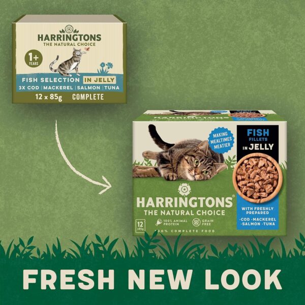 Harringtons Grain Free Fish Selection in Jelly Wet Cat Food 72x85g,Cod, Mackerel, Salmon & Tuna - Image 4