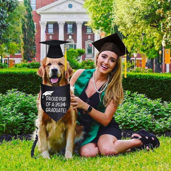 Dog Graduation Bandana and Dog Graduation Cap with 2023 Black Tassel Graduation Dog Cap Bandana Outfits Costumes for Dog Graduation Gift Supplies (One Size, Proud Pup of A Grad) - Image 6