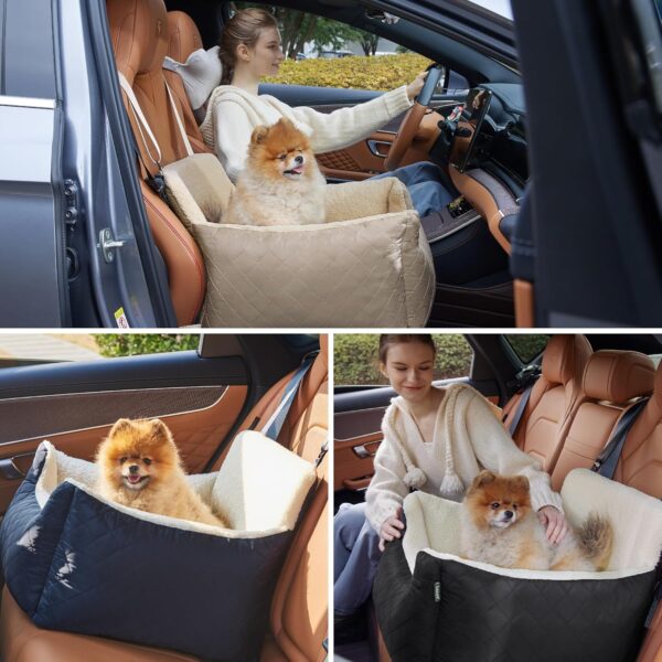 Lesure Small Dog Car Seat - Waterproof Dog Booster Seat, Car Dog Seat For Medium Dog With Storage Pockets, Clip-On Leash For Pet Travel Carrier Bed, 54.5x49.5x38, Blue - Image 5