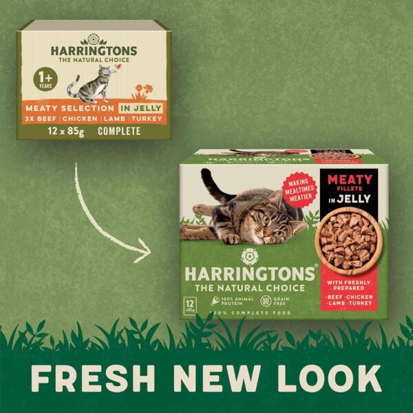 Harringtons Grain Free Meat Selection in Jelly Wet Cat Food 72x85g, Beef, Chicken, Lamb & Turkey - Image 4