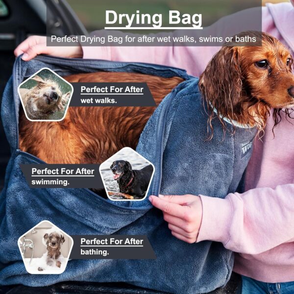 Henry Wag Dog Drying Bag - Soft & Highly Absorbent Microfibre, Muddy Pet Accessories, Quick Drying - Designed for Dogs - GRS Recycled Polyester - S (60 x 44 x 33 cm) - Image 2