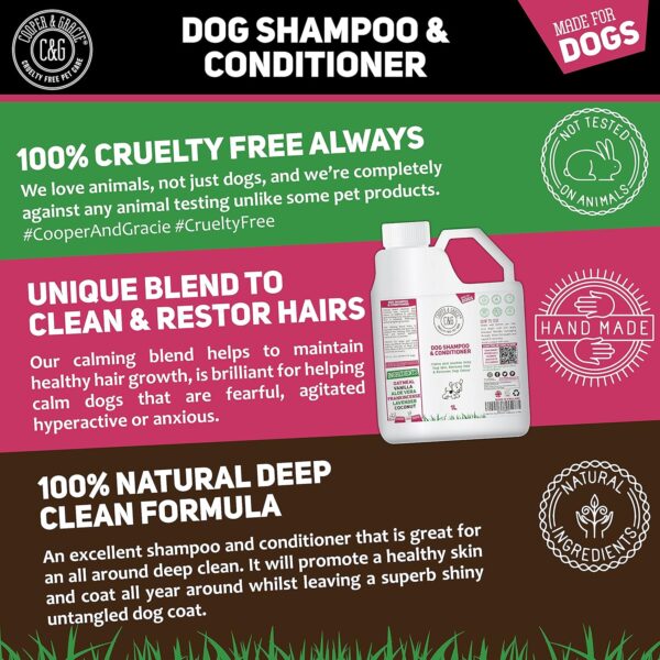 Dog Shampoo & Conditioner 1L | Anti-Bacterial Anti-Fungal | Calms & Soothes Itchy Dog Skin | Restores Hairs | Remove Bad Odour - Image 3