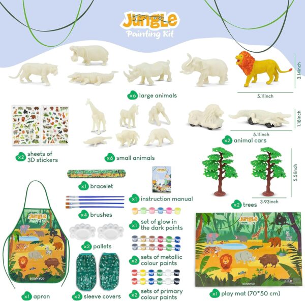 BONNYCO Animal Toys for Children Painting Kit with 16 Jungle Figures Craft Kits for Kids with Glow in The Dark | Arts and Crafts Boys Toys 3 4 5 6 7 8 9 10 Years Gifts for Kids Birthday Christmas - Image 2