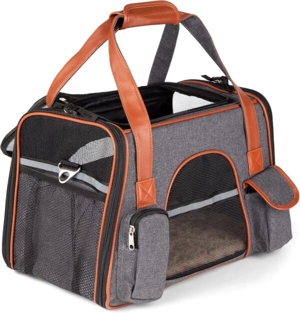 Airline Approved Dog Cat Carrying Bag. Travel Bag Ideal for use with Small to Medium Cats and Dogs. Use as Puppy Travel Bag, Big cat Carrier Bag. Strong Stable for top Loading with Free Accessories - Image 8