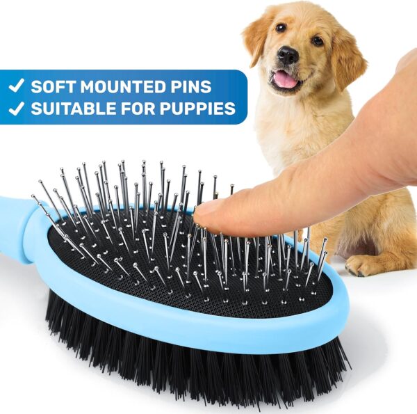 BluePet® Double Sided Dog Brush Cat Brush | 2 in 1 Dog Grooming Brush + Slicker Dog Brush | Pet Brush for dogs, cats, puppies | For long hair and short hair (Blue) - Image 6