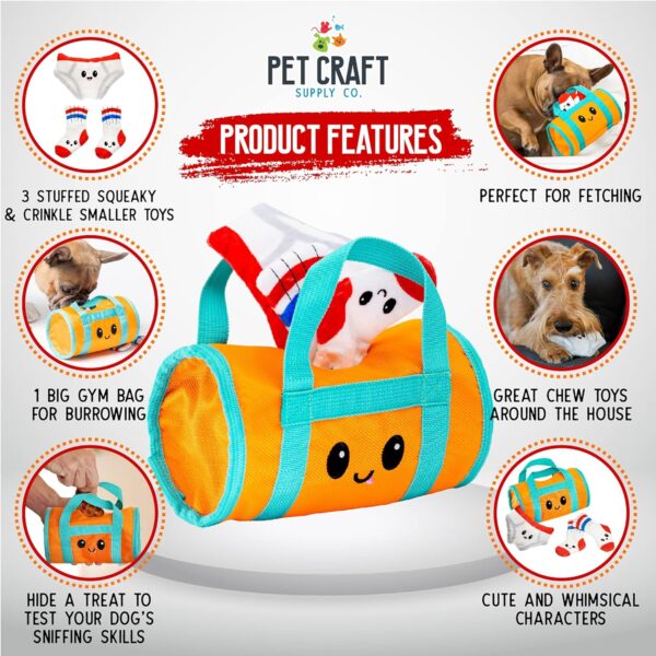 Pet Craft Supply Hide and Seek Plush Dog Toys Crinkle Squeaky Interactive Burrow Activity Puzzle Chew Fetch Treat Hiding Brain Stimulating Cute Funny Toy Bundle Pack for Small and Medium Dogs Puppies - Image 2