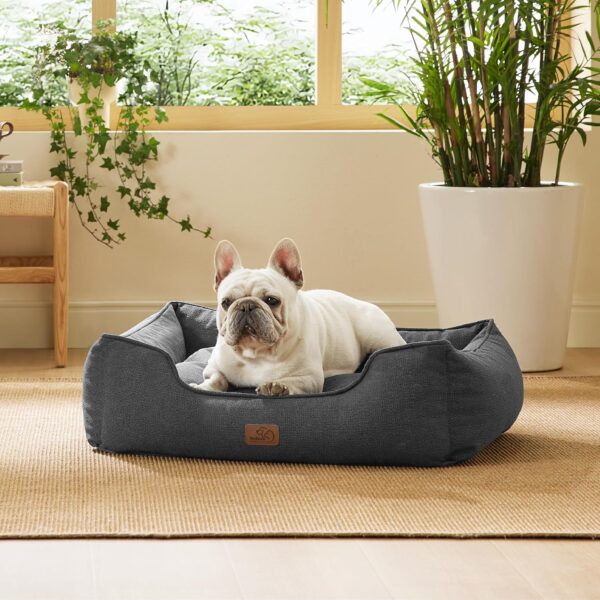 Bedsure Medium Dog Bed Washable - Waterproof Indoor Puppy Bed for Large Pet, Rectangle Cuddle Cat Beds with Anti-Slip Bottom, Grey, 76x61x23cm - Image 7