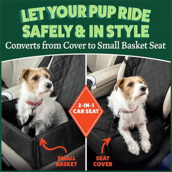 MuttStuff & Co Dog Car Seat - Waterproof Booster Seat Puppy Seat Belt, 2-in-1 Seat Cover for Dog in Car, Puppy Travel Car Seat, Foldable Safety Basket Seat for Small to Medium Dogs - Image 5