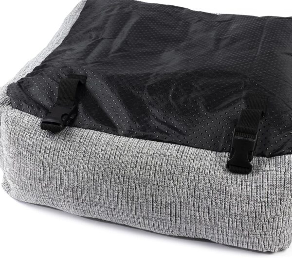 Bunty Travel Dog Puppy Bed Soft Washable Car Vehicle Seat Cushion Booster Protector Warm Luxury Grey Fabric Pet Basket with Seat Belt Loops, Made in the UK, Grey - Image 7