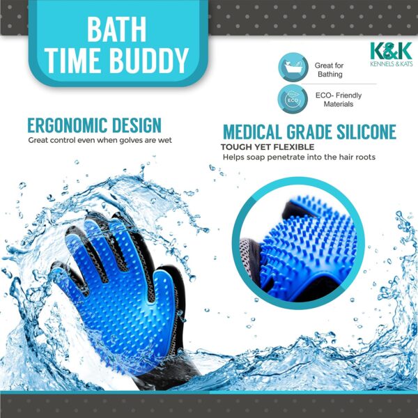 KENNELS & KATS Pet Grooming Glove | Pet Brush Glove | Premium De-shedding Glove for Easy, Mess-free Grooming with 260 Tips | Grooming Mitt For Dogs, Cats, Rabbits & Horses with Long/Short/Curly Hair - Image 4