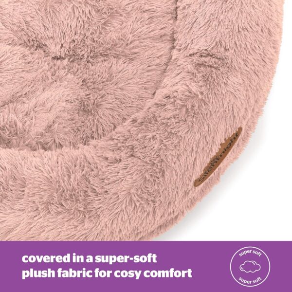 Silentnight Donut Calming Dog Bed - Calming Dog Cat Pet Bed Anxiety Relief Soft Fluffy Doughnut Pillow - Easy Clean Machine Washable Luxury Plush Dog Pillow Basket - 85 cm - Blush Pink - Image 4