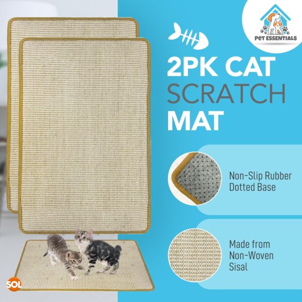 2pk Cat Scratching Mats | 60cm x 40cm | Prevent Damage to Your Sofa by Using This Sisal Mat Cat Scratcher | Your Cat Will Love Our Cat Scratch Mat | Cat Scratchers for Indoor Cats | Cat Scratching Pad - Image 3