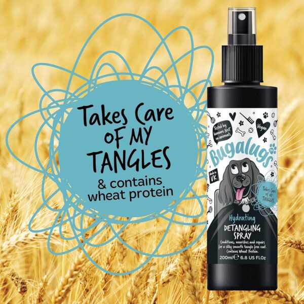 Bugalugs Dog Detangler Spray - leave In conditioner spray for de matting. No tangles. Professional dog grooming formula contains Wheat protein. Pet detangling spray knot removal (200ml) - Image 7