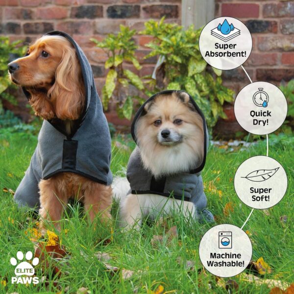 Elite Paws® UK: Luxury Microfibre Dog Drying Coat: All-Season Thick Robe, Dries Pets in About 20-30 Mins, Ultra Absorbent, Super Soft, For Bath, Grooming, Travel, Puppy & Adult, Machine Wash (XL) - Image 5