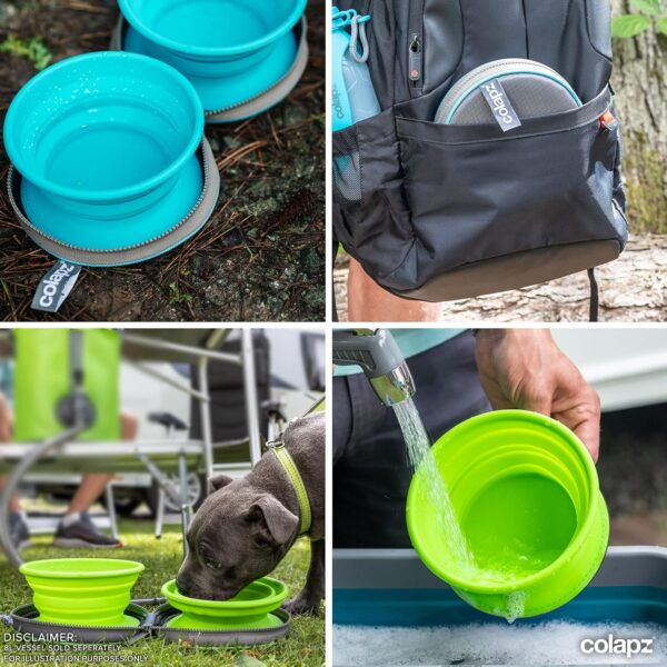 Two Collapsible Dog Bowls - Dog Water Bowl - Foldable Bowl with Travel Case - Grey - Image 6