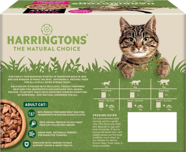 Harringtons Complete Wet Pouch Grain Free Hypoallergenic Adult Cat Food Mixed in Jelly Pack 72x85g - Beef, Chicken, Salmon & Tuna- Making Mealtimes Meatier - Image 3