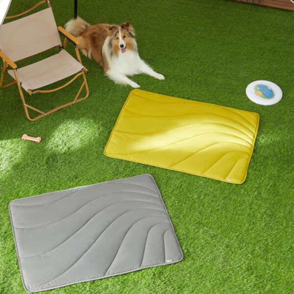 Allisandro Premium Nylon Outdoor Dog Bed Trail Pup Travel Mat w/Stuff Sack, StylishWater-Resistant Foldable Dog Camping Mat, Ultimate Comfort Camping Beach Outside PetMat, Turmeric yellow - Image 9