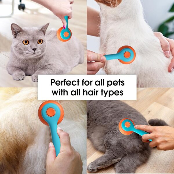 Revolex Cat Dog Brush for Grooming, Slicker Dog Brush for Shedding, Self-Cleaning Comb for Short and Long Haired Cats/Dogs Tangled Deshedding Hair Remover Tool, Pet Hair Brush with Button - Image 4