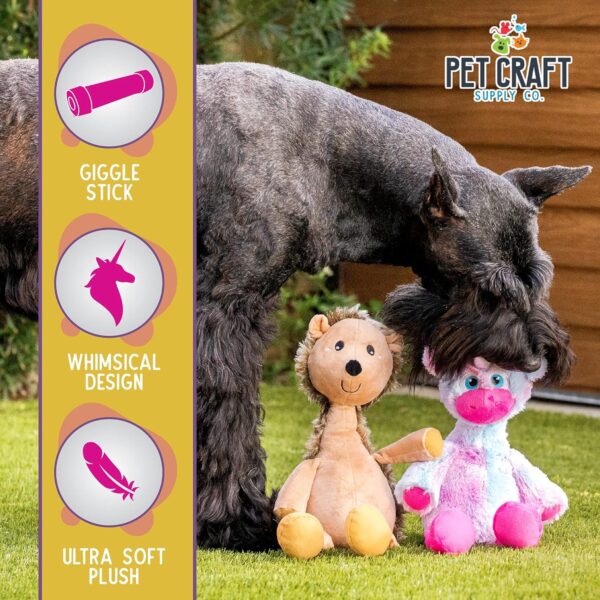 Pet Craft Supply Jiggle Giggle Two Pack Dog Toys - Hedgehog and Unicorn - Image 3