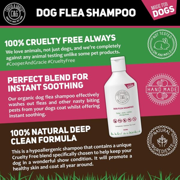 Cooper And Gracie C&G Cruelty free Pet Care Flea Shampoo For Dogs 500ml - Sensitive Itchy Skin Dog and Puppy Grooming - Medicated Fleas Treatment, Lavender - Image 4