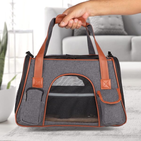 Airline Approved Dog Cat Carrying Bag. Travel Bag Ideal for use with Small to Medium Cats and Dogs. Use as Puppy Travel Bag, Big cat Carrier Bag. Strong Stable for top Loading with Free Accessories - Image 7