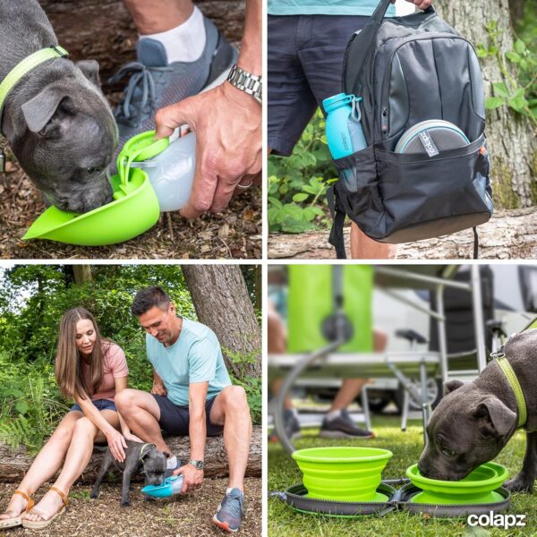 Two Collapsible Dog Bowls and Portable Dog Water Bottle Travel Set - Pet and Puppy Travel and Dog Walking Accessories - Foldable Bowl with Water and Food Dispenser - Grey - Image 5