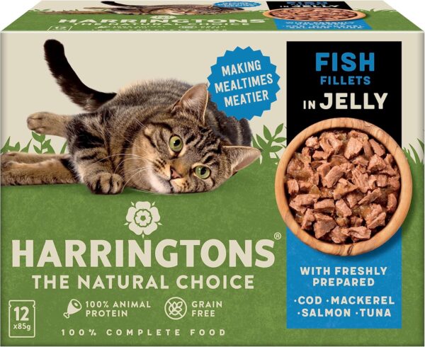 Harringtons Grain Free Fish Selection in Jelly Wet Cat Food 72x85g,Cod, Mackerel, Salmon & Tuna - Image 2