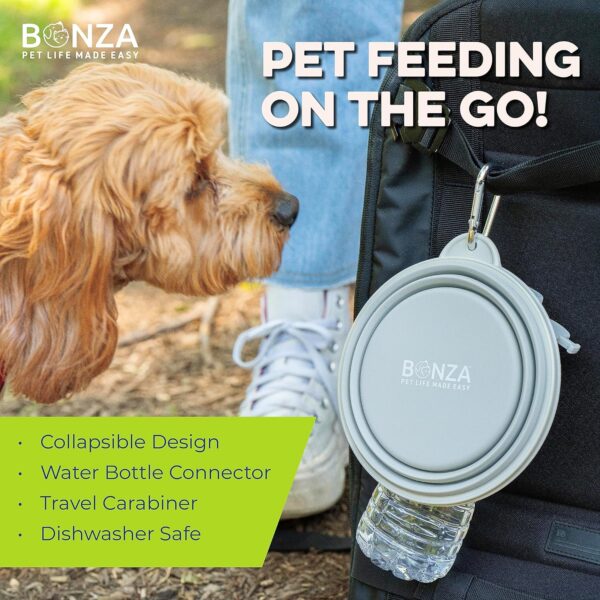 Bonza Extra Large Collapsible Dog Bowl 1500 mL, Sturdy Reinforced Rim, Portable Essential Dog Accessories and Travel Dog Bowls, with Carabiner, Keychain, Dog Travel Accessories, Dog Camping Gear - Image 2