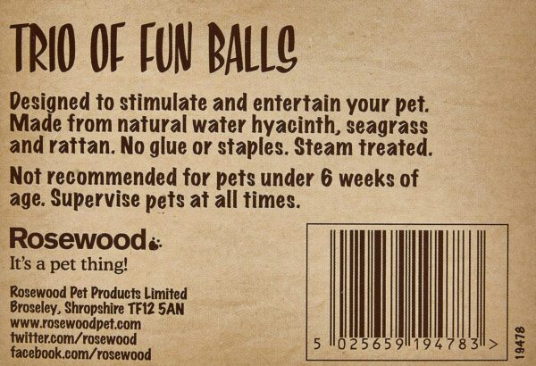 Rosewood Boredom Breaker Small Animal Naturals Toy Trio of Fun Balls, Natural, 3 Count (Pack of 2), Medium - Image 2