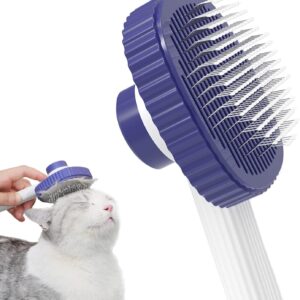 ACE2ACE Cat Brush for Indoor cats, Cat Grooming Brushes for Short and Long Hair Cats, Self Cleaning Cat Brush to Remove Loose Fur and Tangles-Blue