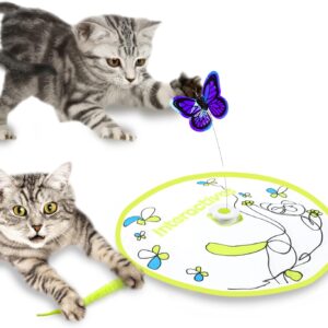 AFP Interactive Cat Toys 2-in-1 Motion Activated kitten Toy for Indoor Cats, Automatic Electric Rotating Cat Feather Toy, Electronic Kitten Wand Toy