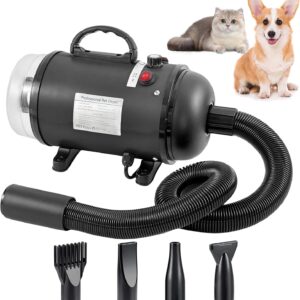 AHWOiHS Dog Hair Dryer Blaster 2800W Dog Blower Pet Grooming Hair Dryer 2 in 1 Pet Hair Vacuum and Dryer Dog Vacuum Cleaner Dog Grooming Kit with 4 Different Nozzles for Dogs Cats(Black