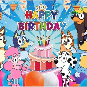 APDDHJ Blue Dog Backdrop 5x3FT Blue Dog Theme Birthday Backdrop Vinyl Photo Backdrop Decorations Blue Dog Birthday Party Supplies for Girls,Boys,Teens - Blue Dog