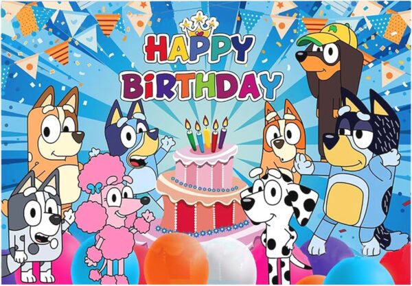 APDDHJ Blue Dog Backdrop 5x3FT Blue Dog Theme Birthday Backdrop Vinyl Photo Backdrop Decorations Blue Dog Birthday Party Supplies for Girls,Boys,Teens - Blue Dog