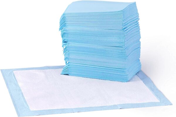 Amazon Basics Dog and Puppy Training Pads, Leakproof, 5-Layer Design with Quick-Dry Surface, Regular, Pack of 50, Blue