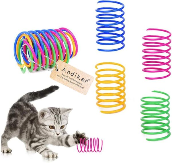 Andiker Cat Spring 12pcs, Cat Interactive Toy to Kill Time and Keep Fit Colorful Creative Toy Durable Soft Cat Activity Toy for Swatting, Biting, Hunting Kitten Toys