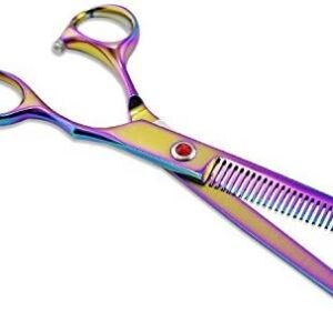 Aussel 7 Inch Professional Pet Dog Grooming Scissors Comb (5 Colorful Thinning Scissor)